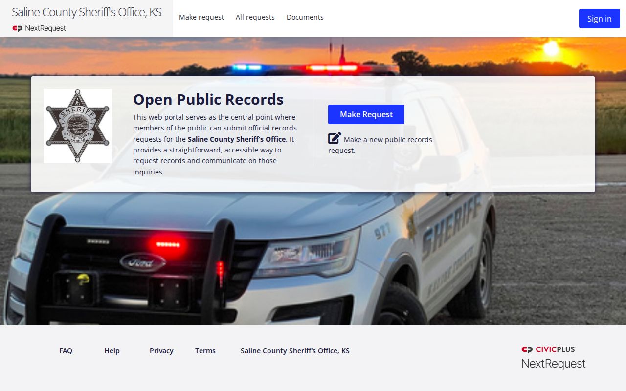 Saline County booking record request portal