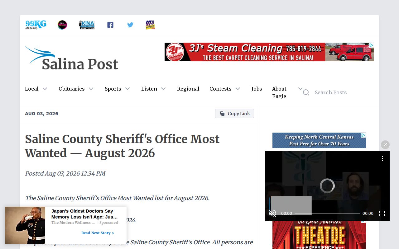Saline County Most Wanted news source and requested-charge records